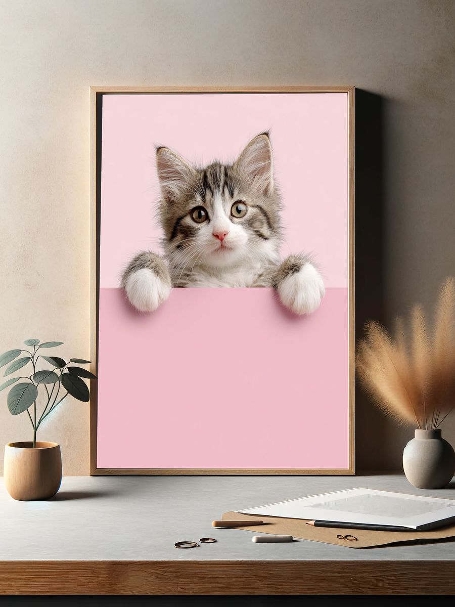 Cute Kitten Portrait Poster. — room view 2