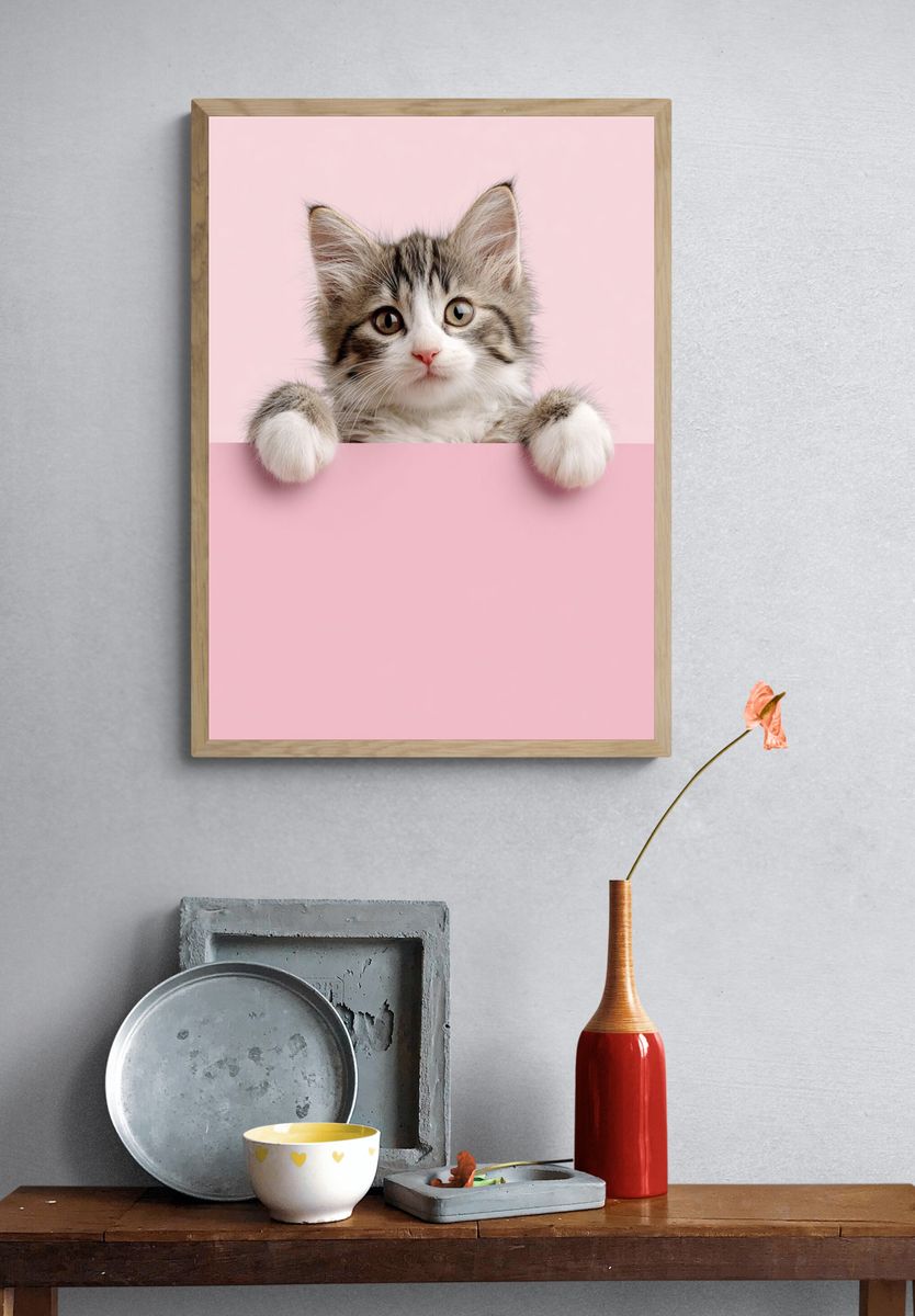 Cute Kitten Portrait Poster. — room view 3