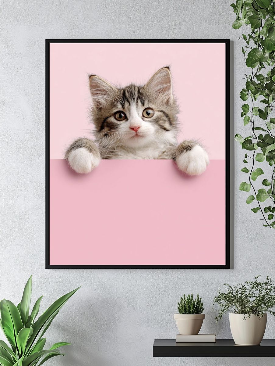 Cute Kitten Portrait Poster. — room view 4