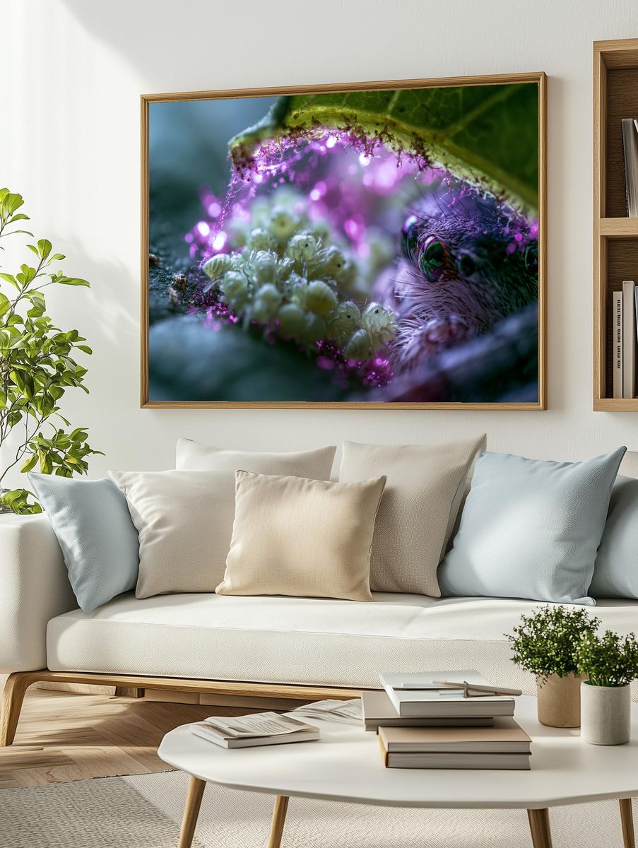 Macro Caterpillar Portrait Print. — room view 2