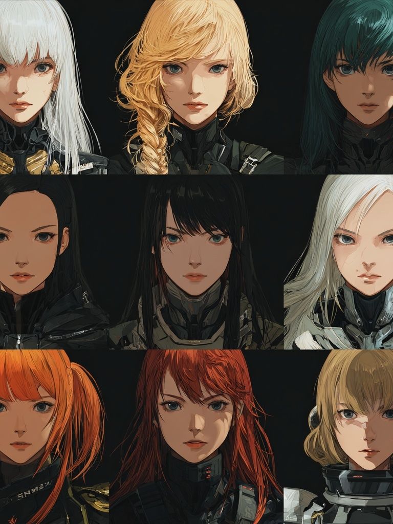 Anime Character Portrait Grid Poster. poster detail
