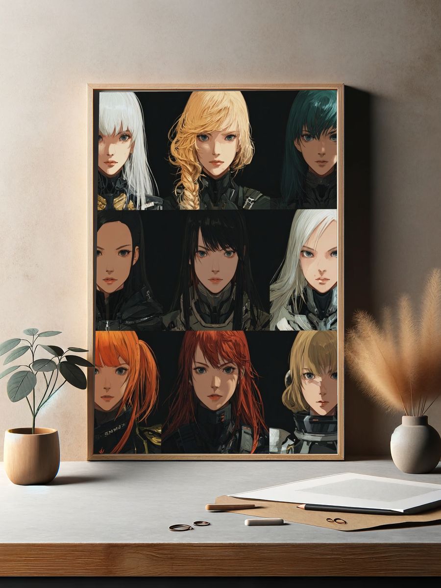 Anime Character Portrait Grid Poster. — room view 2
