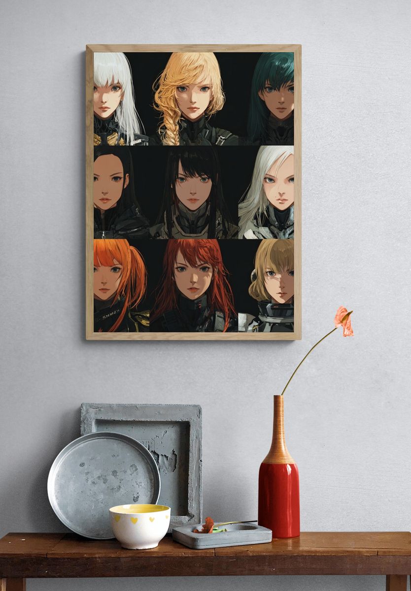 Anime Character Portrait Grid Poster. — room view 3