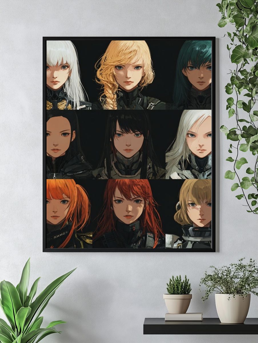 Anime Character Portrait Grid Poster. — room view 4