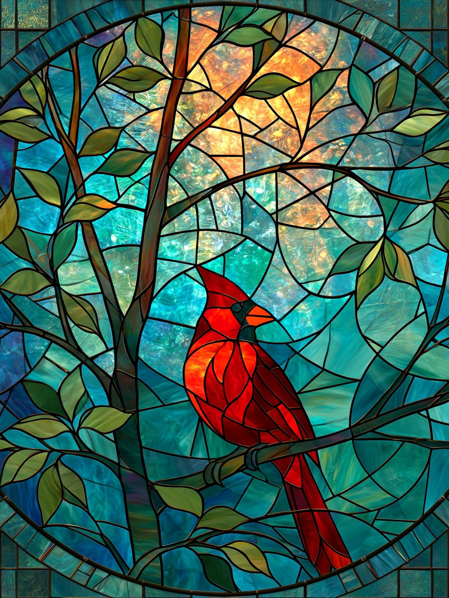 Cardinal in Stained Glass Poster. poster detail