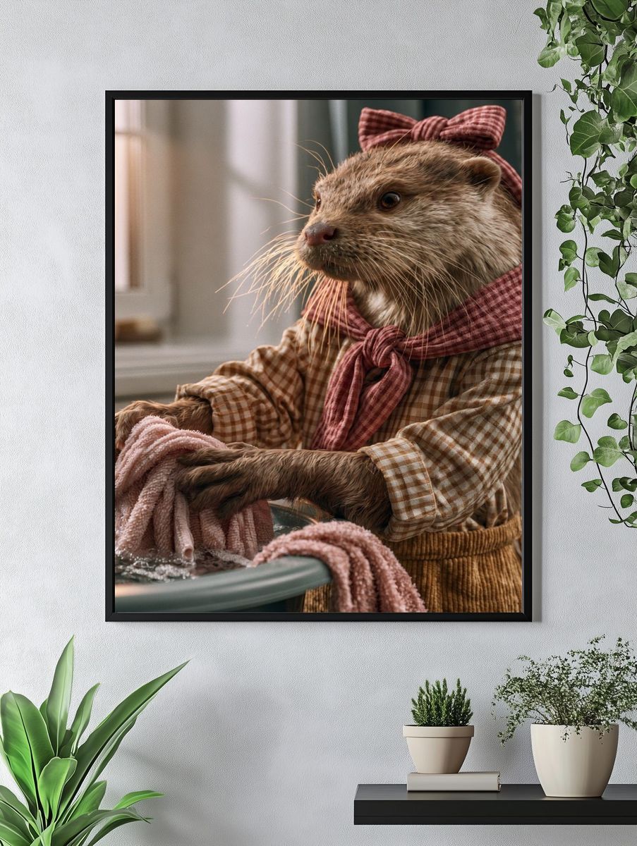 Otter in Kitchen Portrait Poster. — room view 4