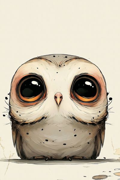 Wide-Eyed Owl Illustration Poster.