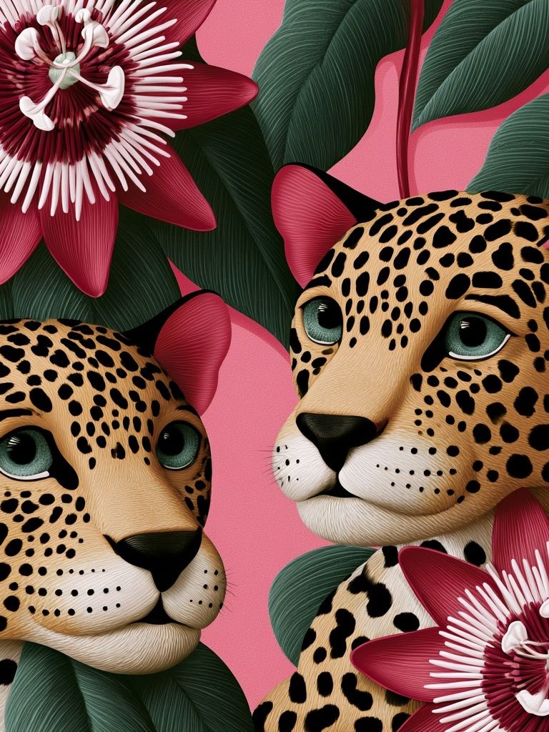 Leopard Floral Illustration Poster. poster — animals art