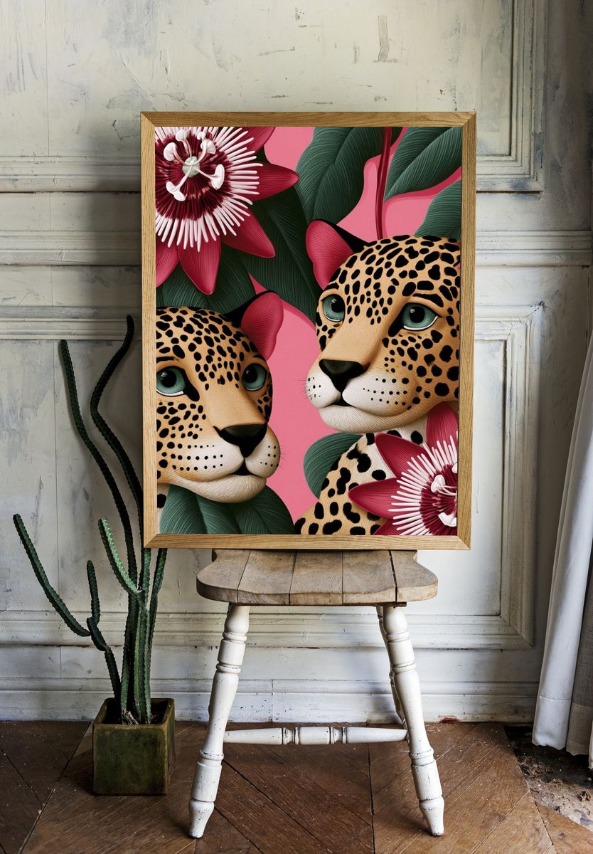 Leopard Floral Illustration Poster. room preview
