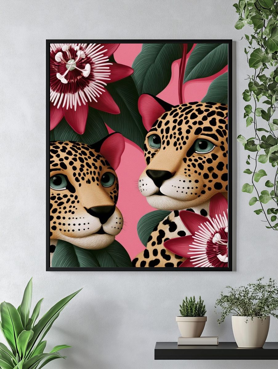 Leopard Floral Illustration Poster. — room view 4