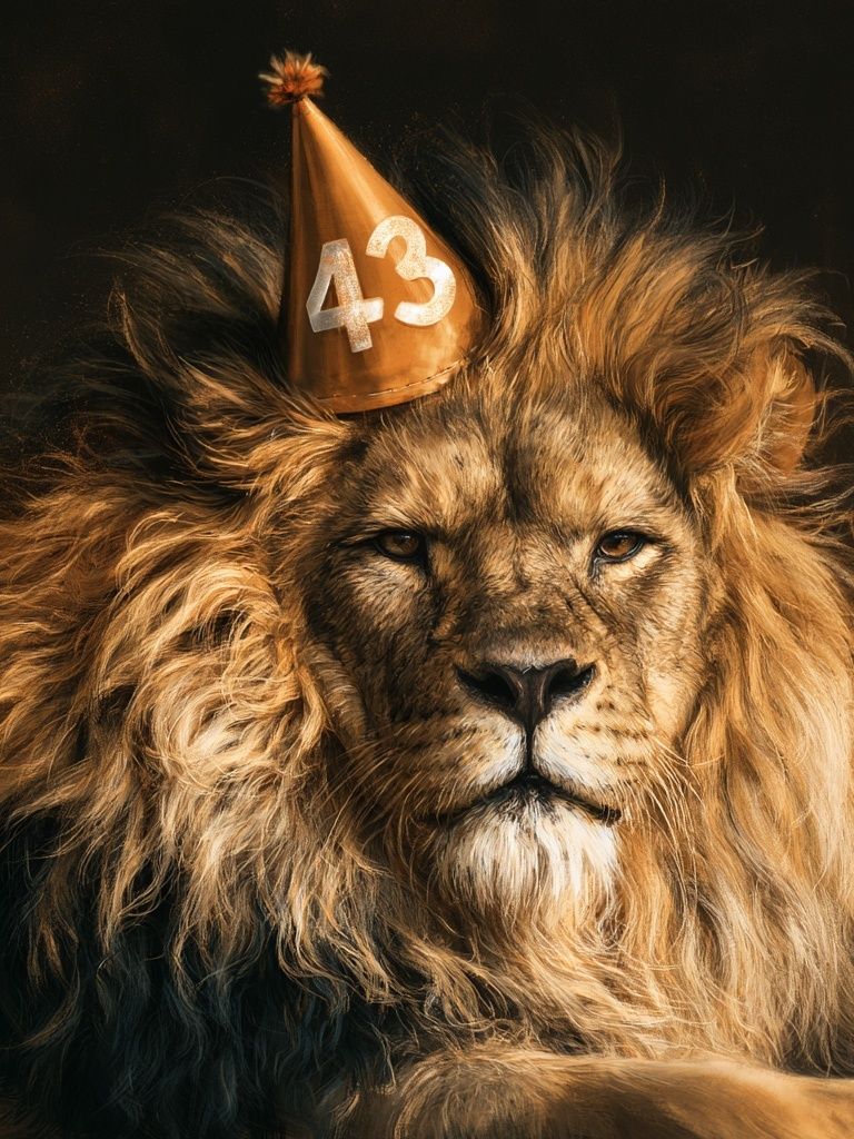 Lion Birthday Party Portrait Poster. poster detail