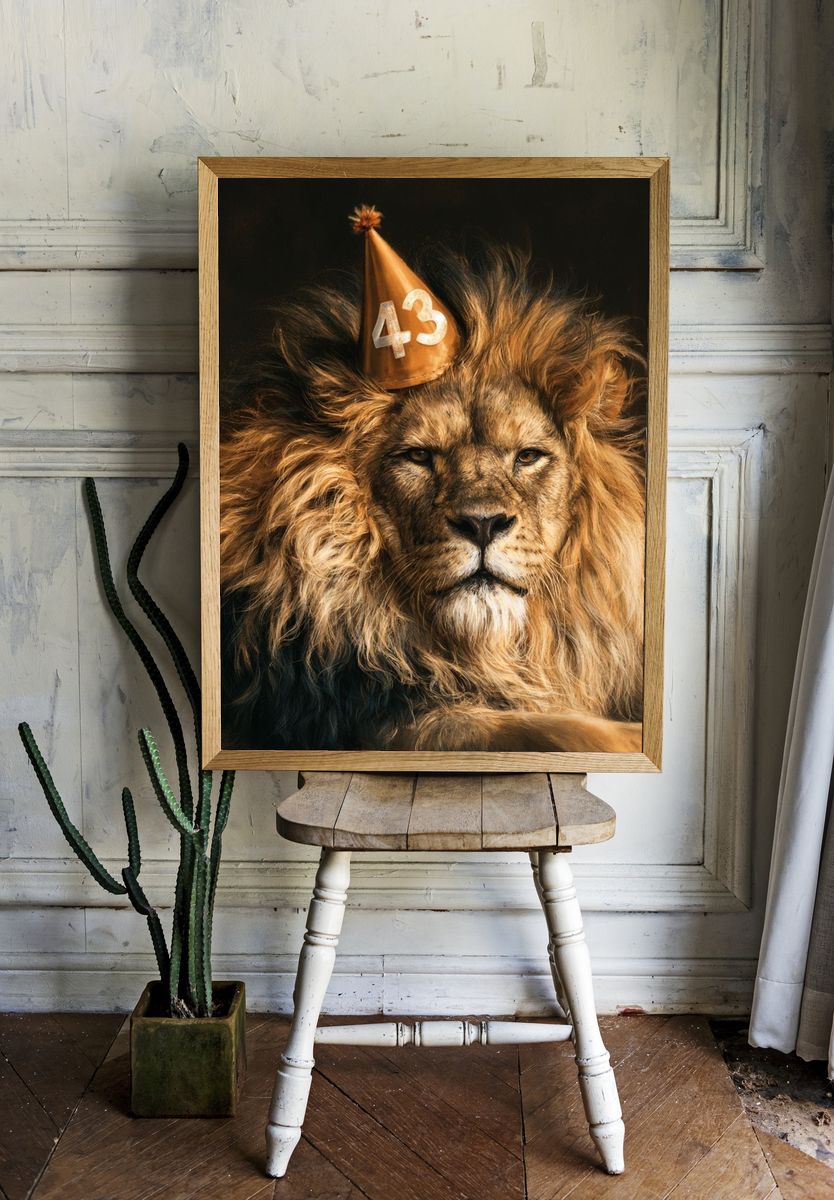 Lion Birthday Party Portrait Poster. room preview