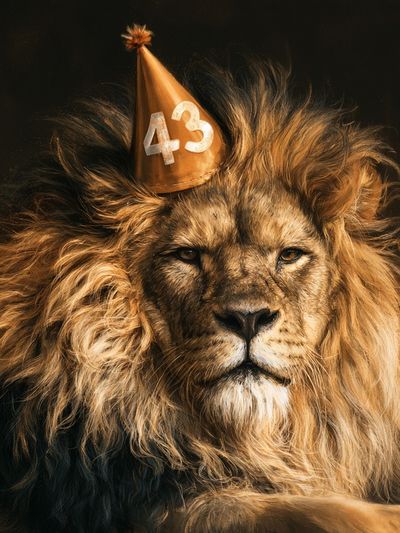 Lion Birthday Party Portrait Poster.
