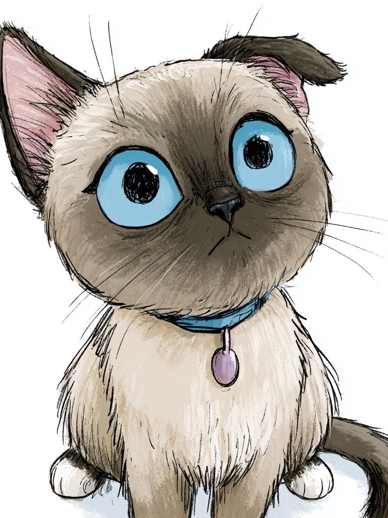 Cute Siamese Cat Illustration Poster. poster — animals art