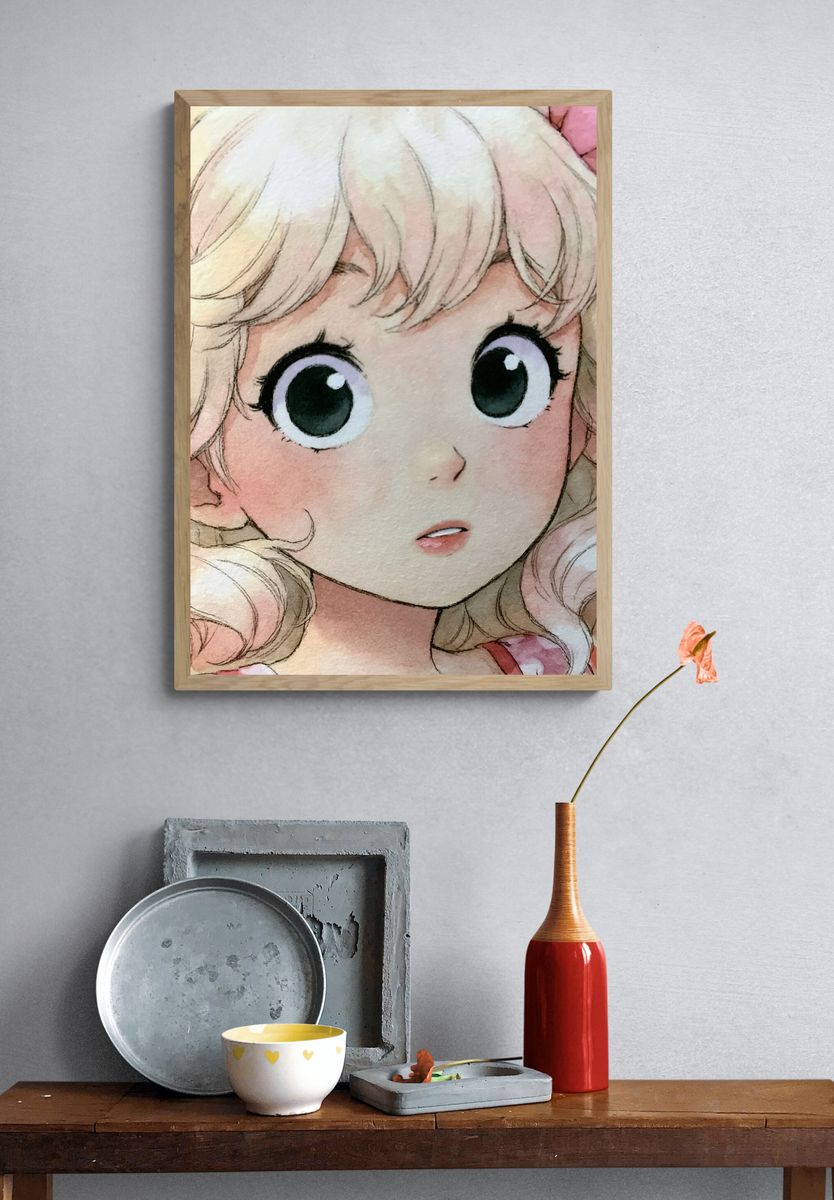 Cute Anime Girl Portrait Poster. — room view 3