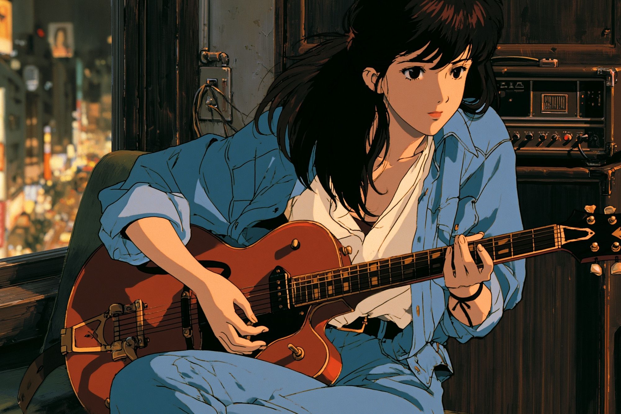Anime Guitar Player Illustration Poster. poster detail