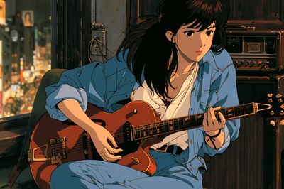 Anime Guitar Player Illustration Poster.