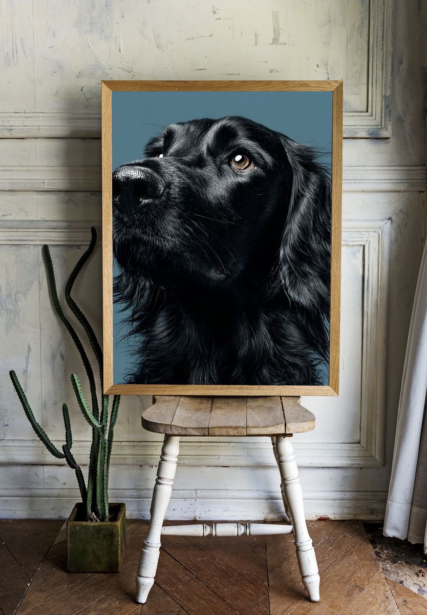 Black Dog Portrait Print. — room view 1
