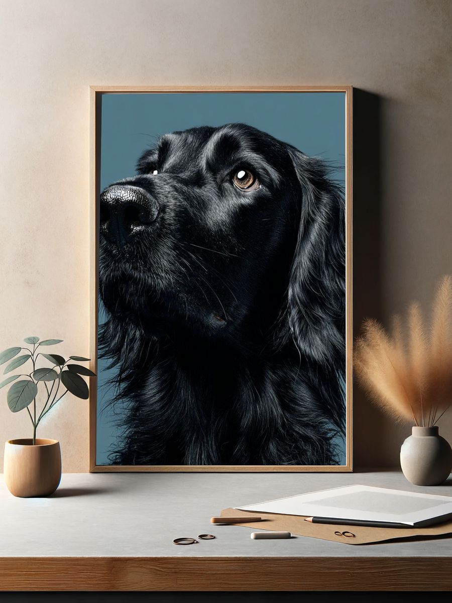Black Dog Portrait Print. — room view 2