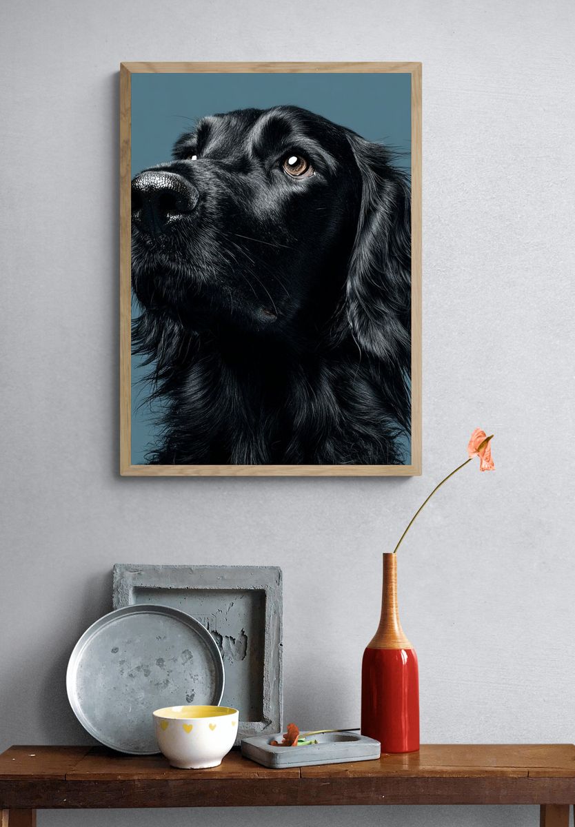 Black Dog Portrait Print. — room view 3