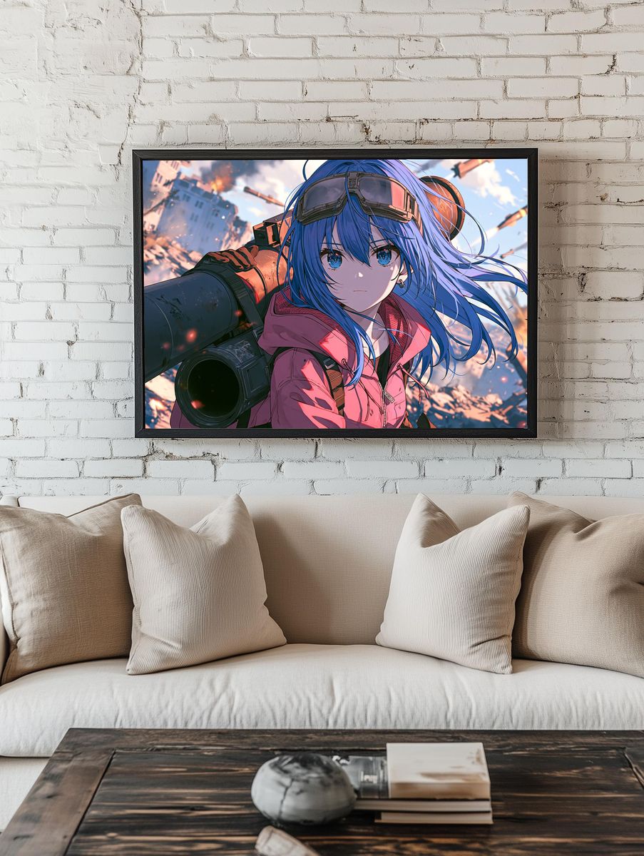 Blue-Haired Anime Pilot Poster. — room view 1