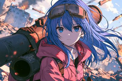 Blue-Haired Anime Pilot Poster.