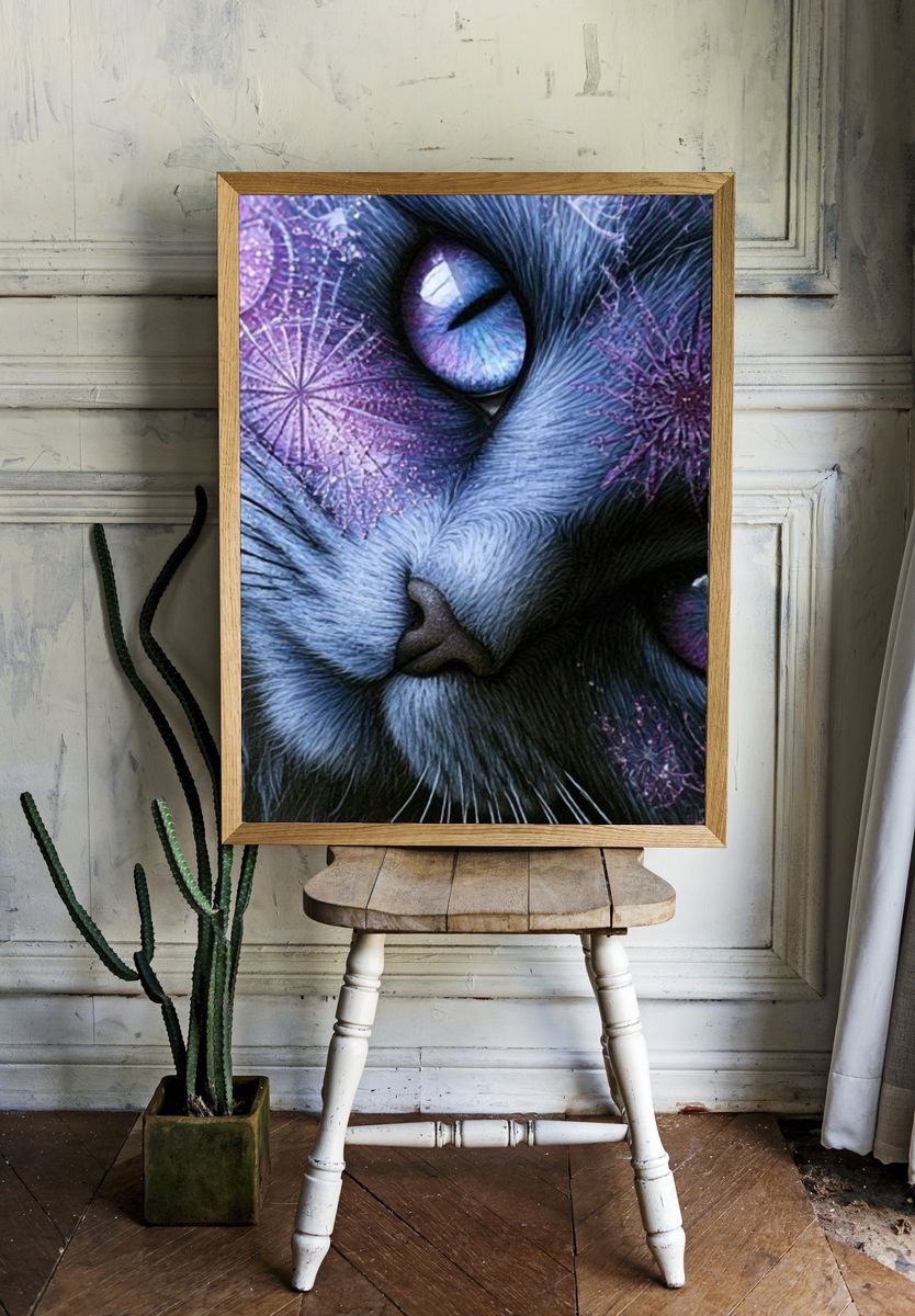Cosmic Cat Portrait Poster. room preview