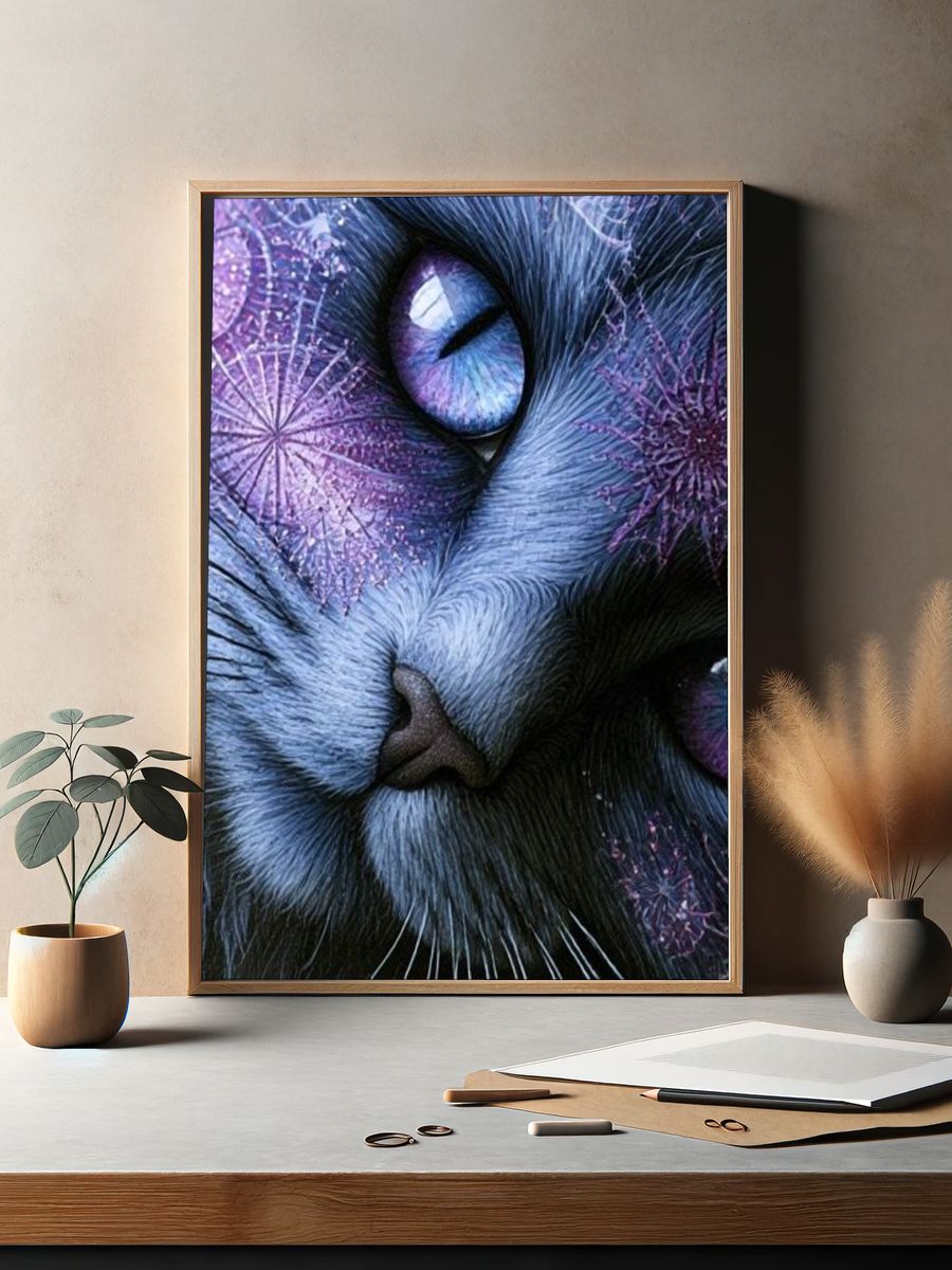 Cosmic Cat Portrait Poster. — room view 2