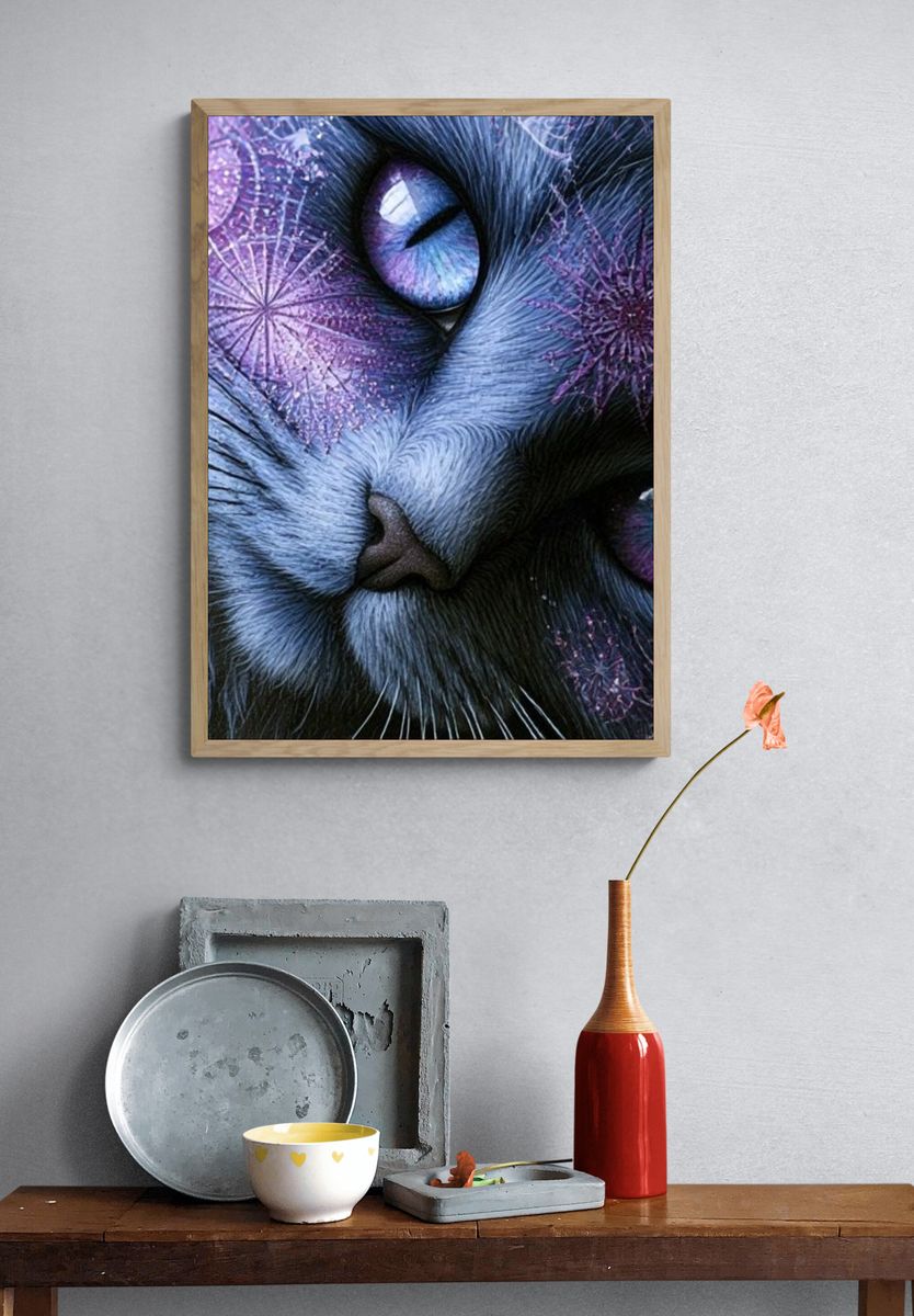 Cosmic Cat Portrait Poster. — room view 3