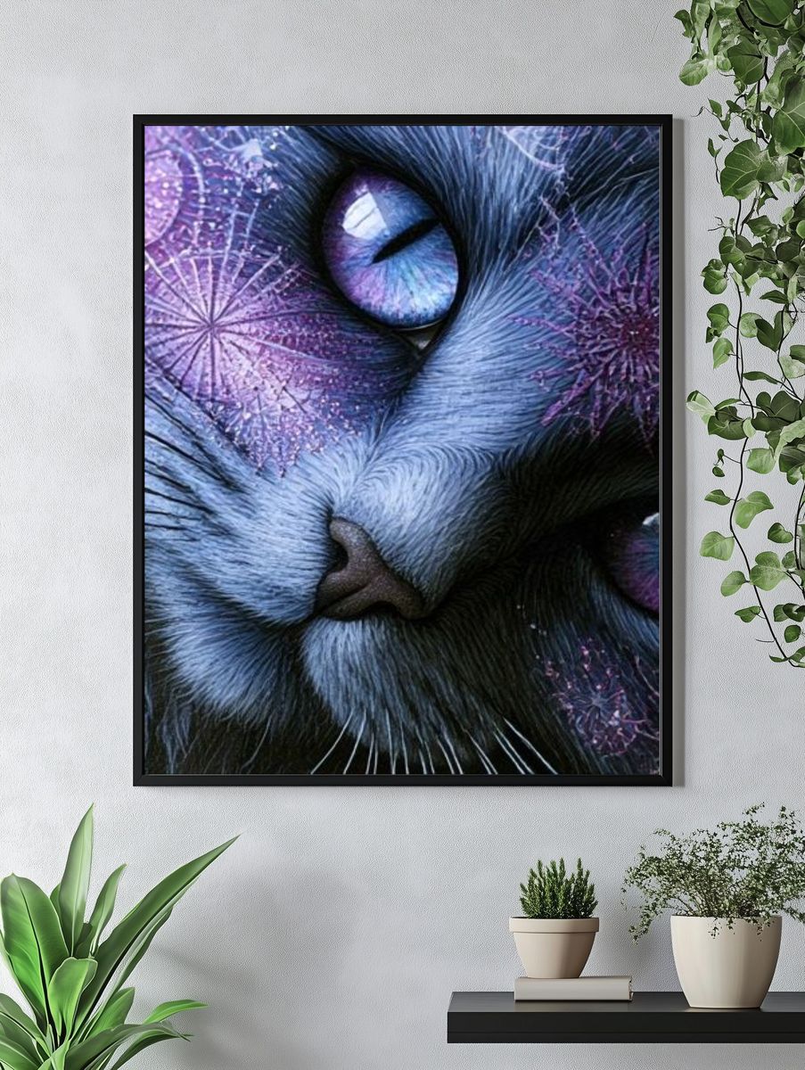 Cosmic Cat Portrait Poster. — room view 4