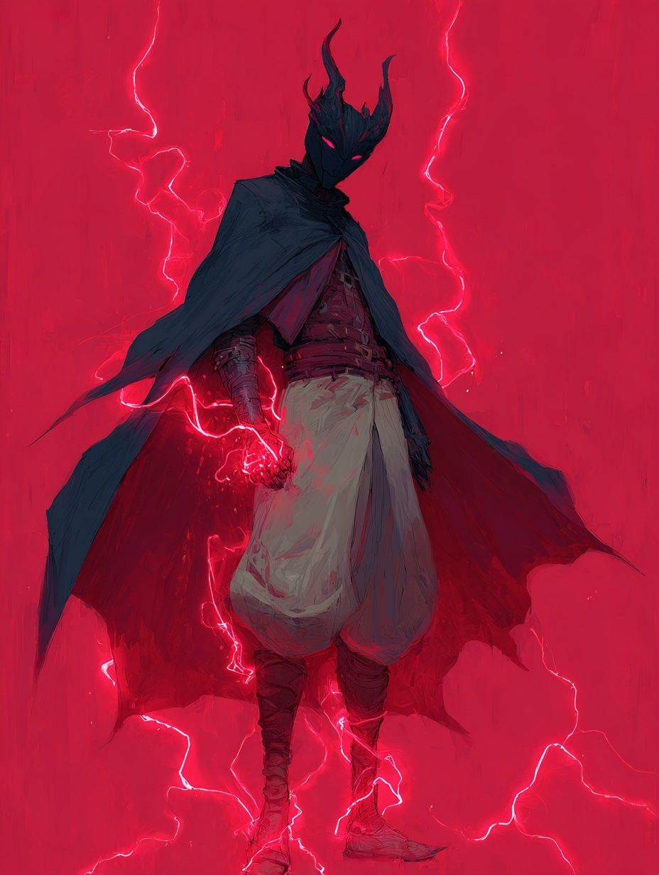 Dark Horned Warrior Anime Print. poster detail