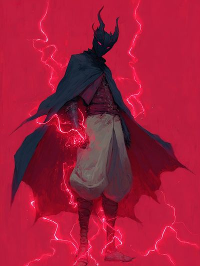 Dark Horned Warrior Anime Print. poster