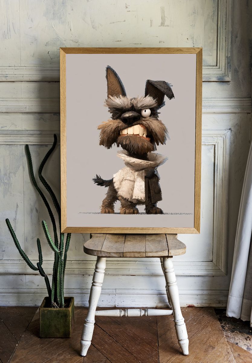 Scruffy Terrier Cartoon Poster. — room view 1