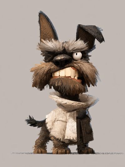 Scruffy Terrier Cartoon Poster.