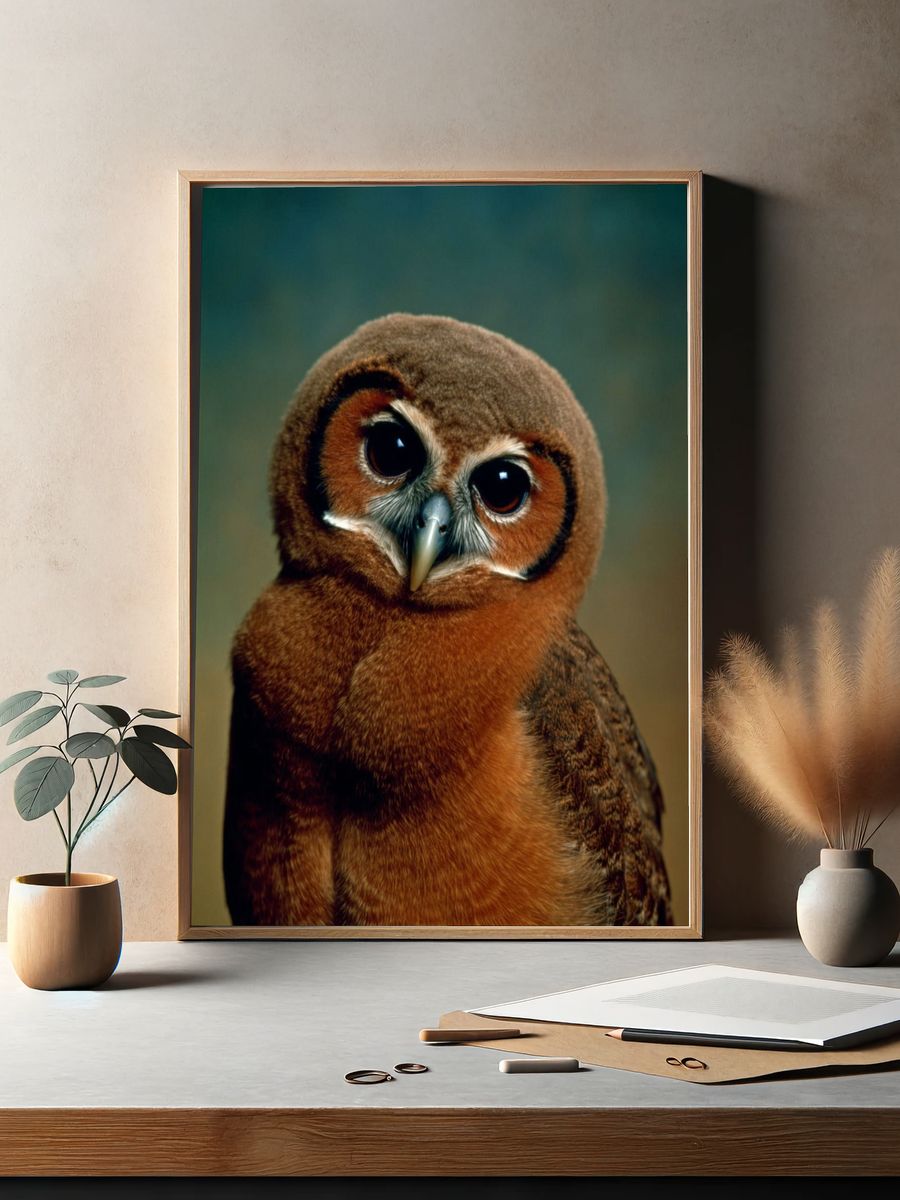 Cute Owl Portrait Poster. — room view 2