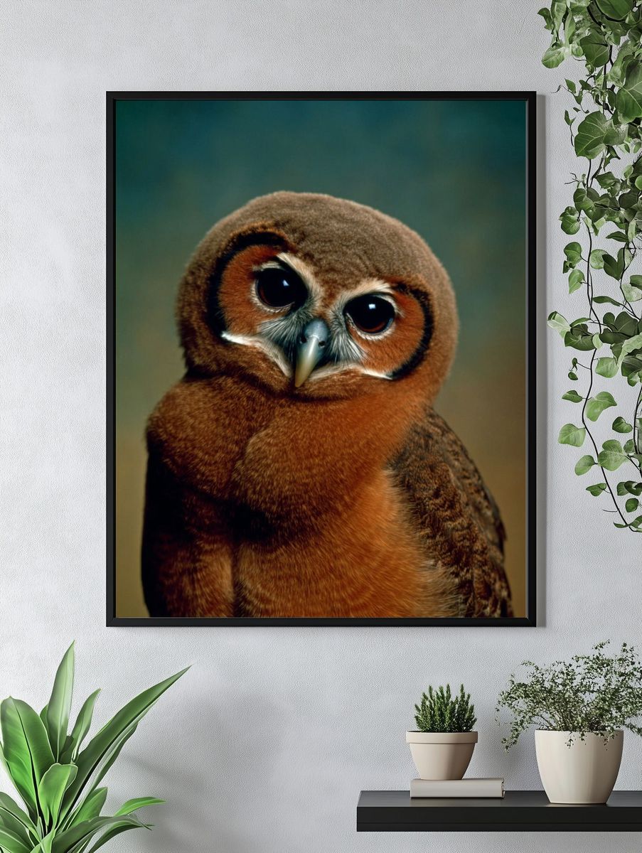 Cute Owl Portrait Poster. — room view 4