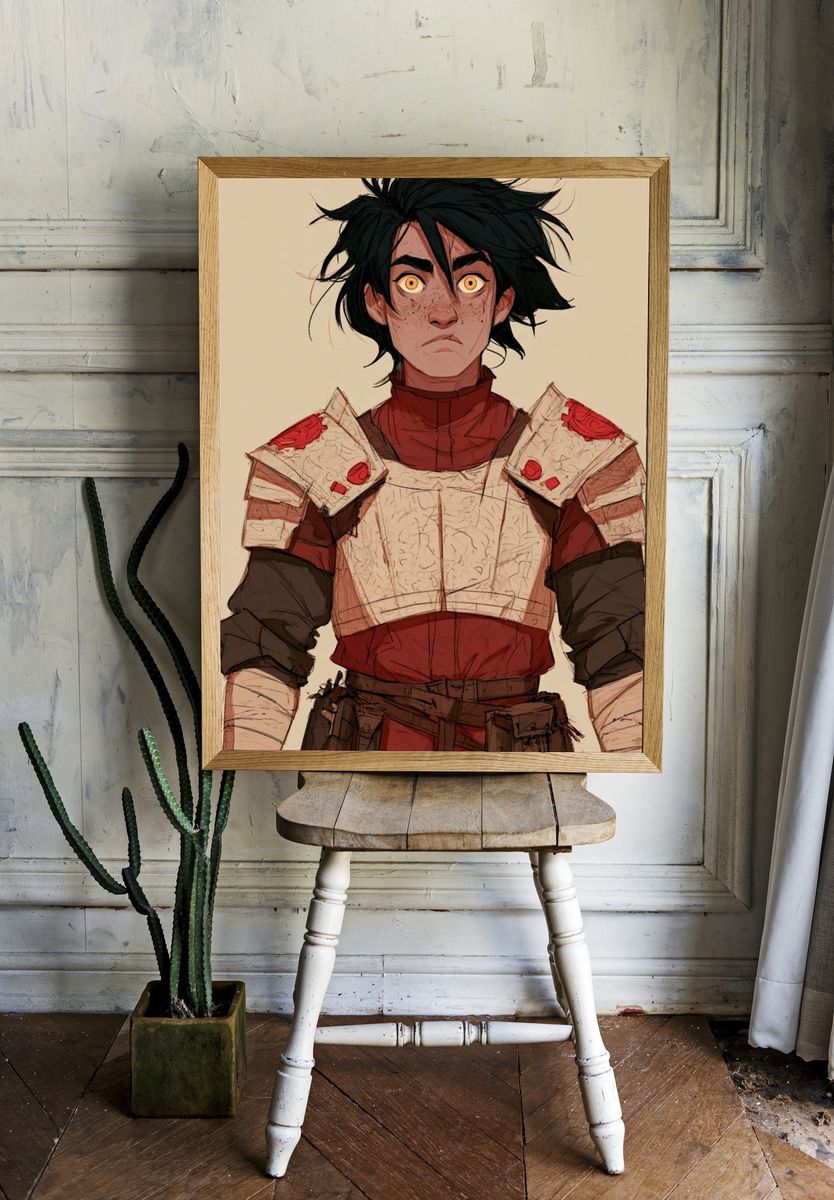 Fantasy Warrior Portrait Print. room preview