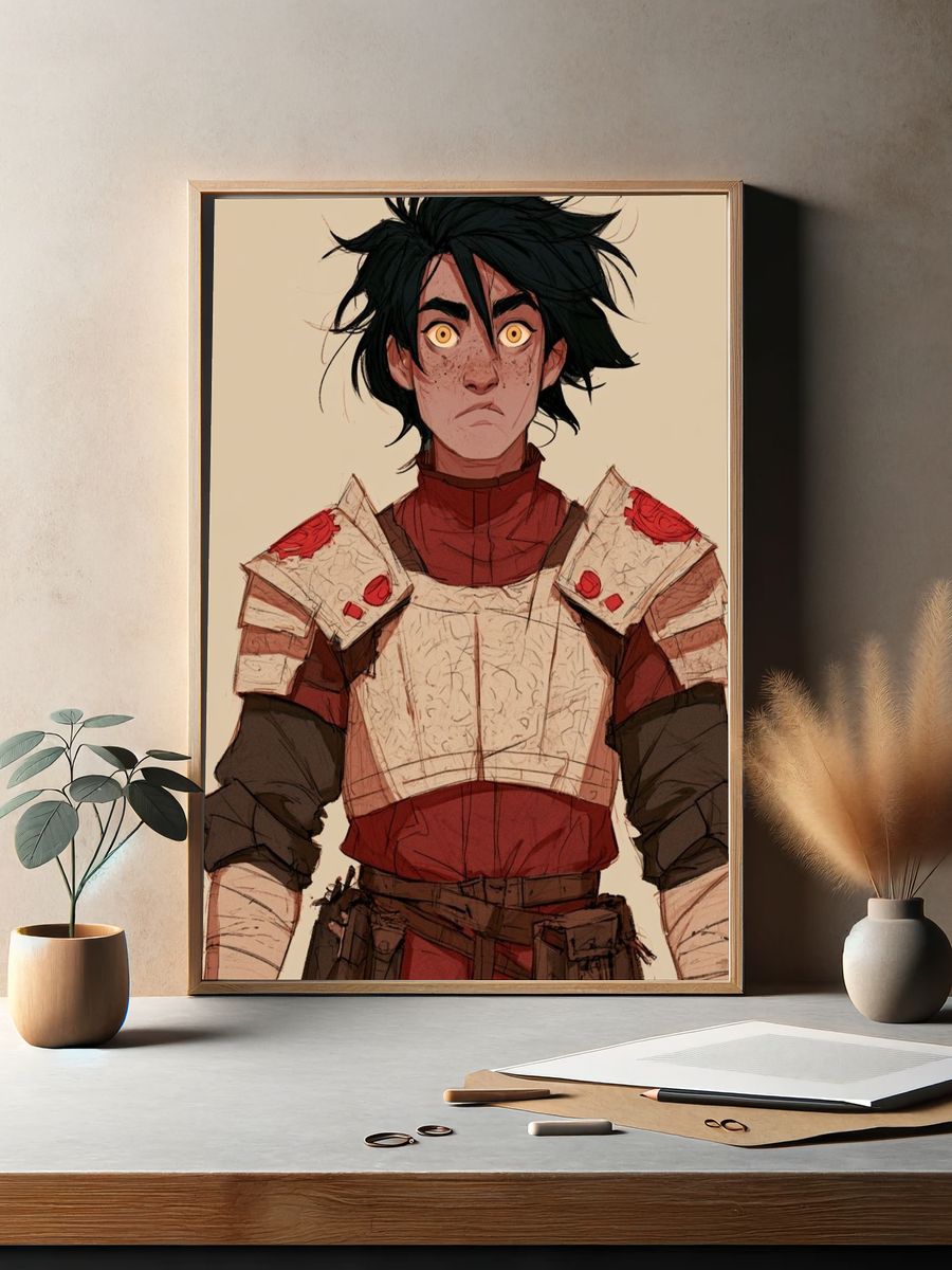 Fantasy Warrior Portrait Print. — room view 2