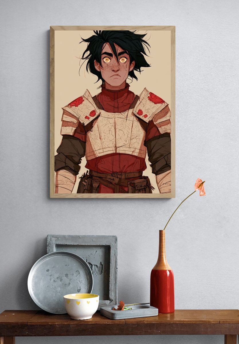 Fantasy Warrior Portrait Print. — room view 3