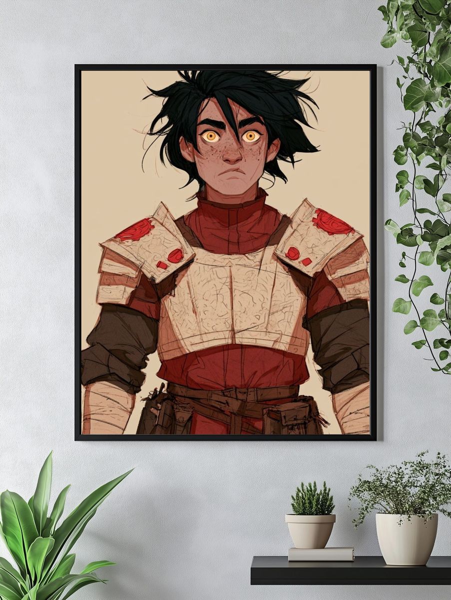 Fantasy Warrior Portrait Print. — room view 4