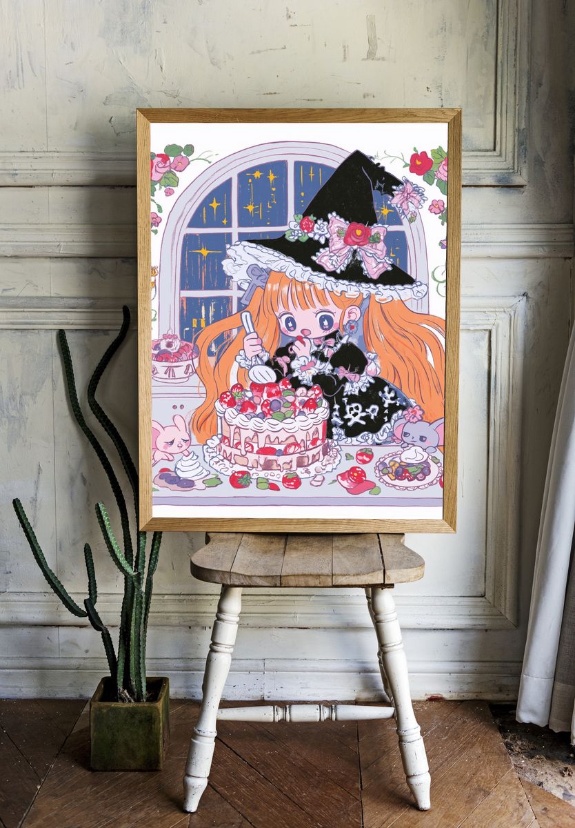Kawaii Witch Tea Party Poster. room preview
