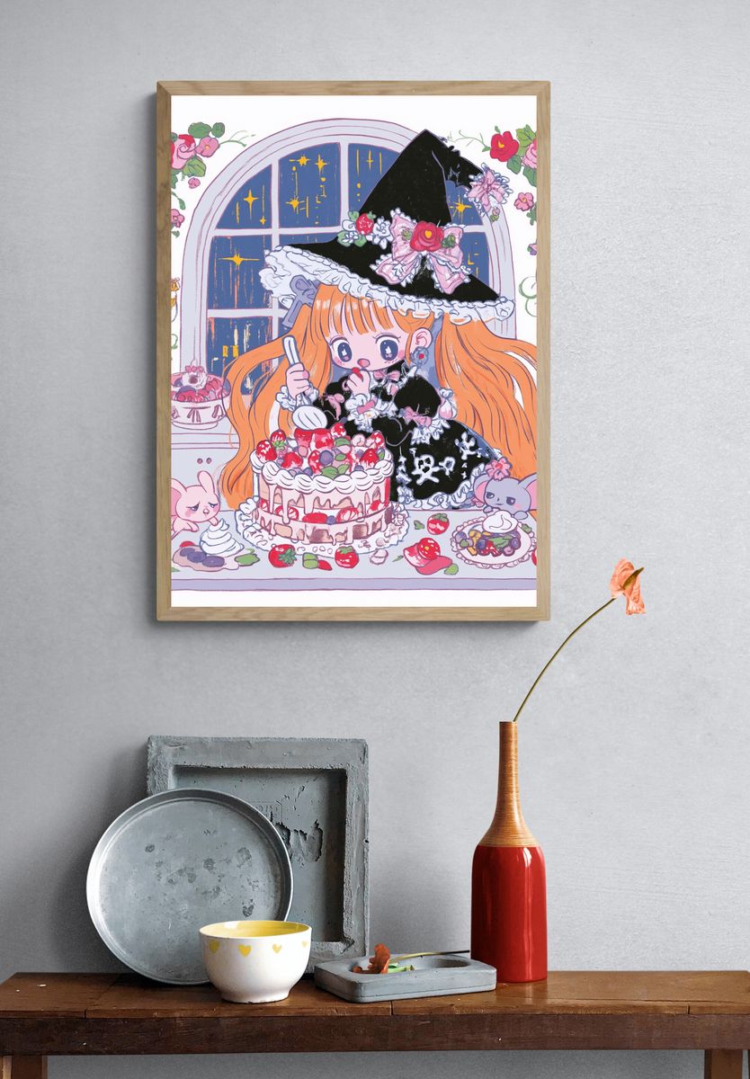 Kawaii Witch Tea Party Poster. — room view 3
