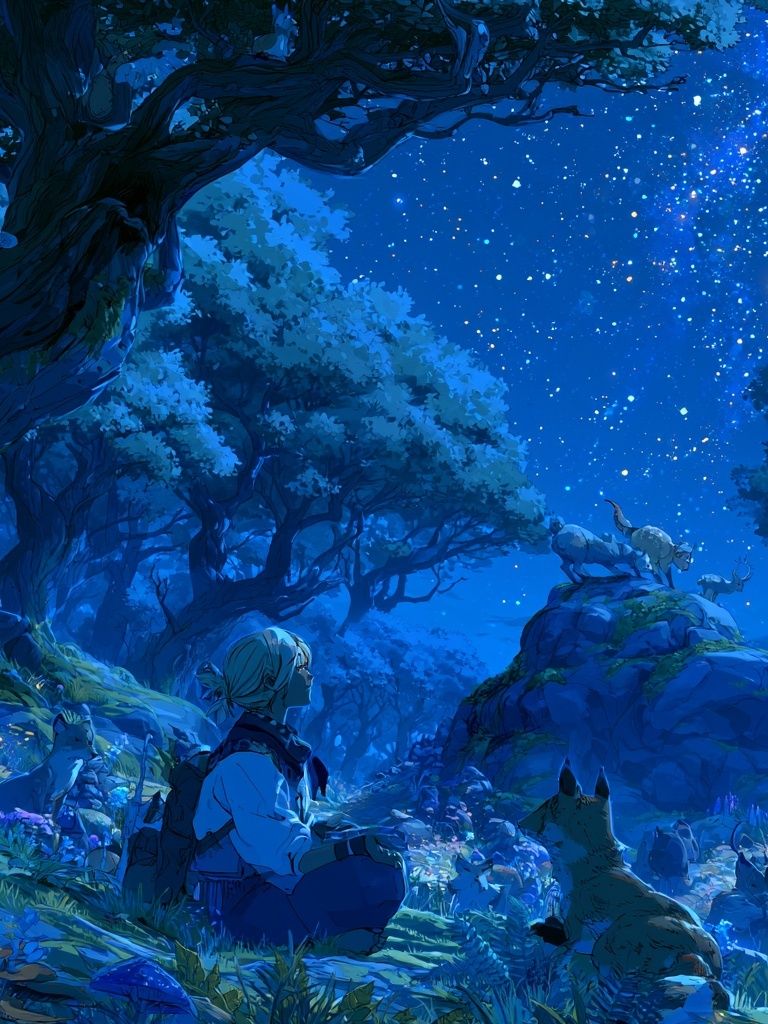 Starlit Forest Dreamscape Poster. poster — anime art