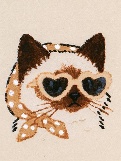 Heart-Eyed Cat Illustration Poster.