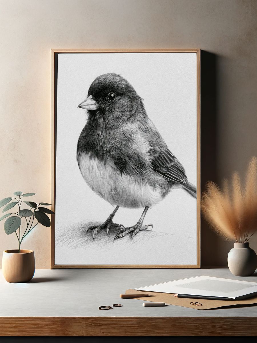 Songbird Pencil Sketch Poster. — room view 2
