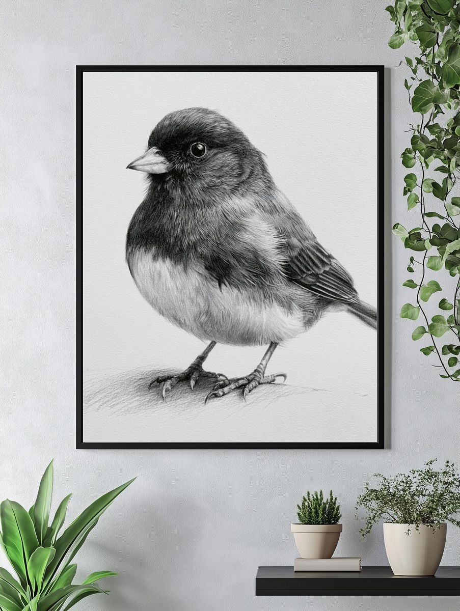 Songbird Pencil Sketch Poster. — room view 4