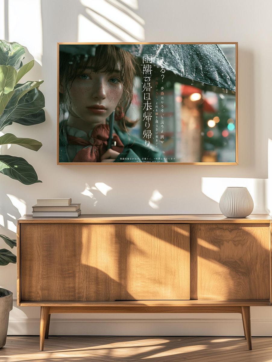 Rainy Anime Girl Portrait Poster. — room view 3