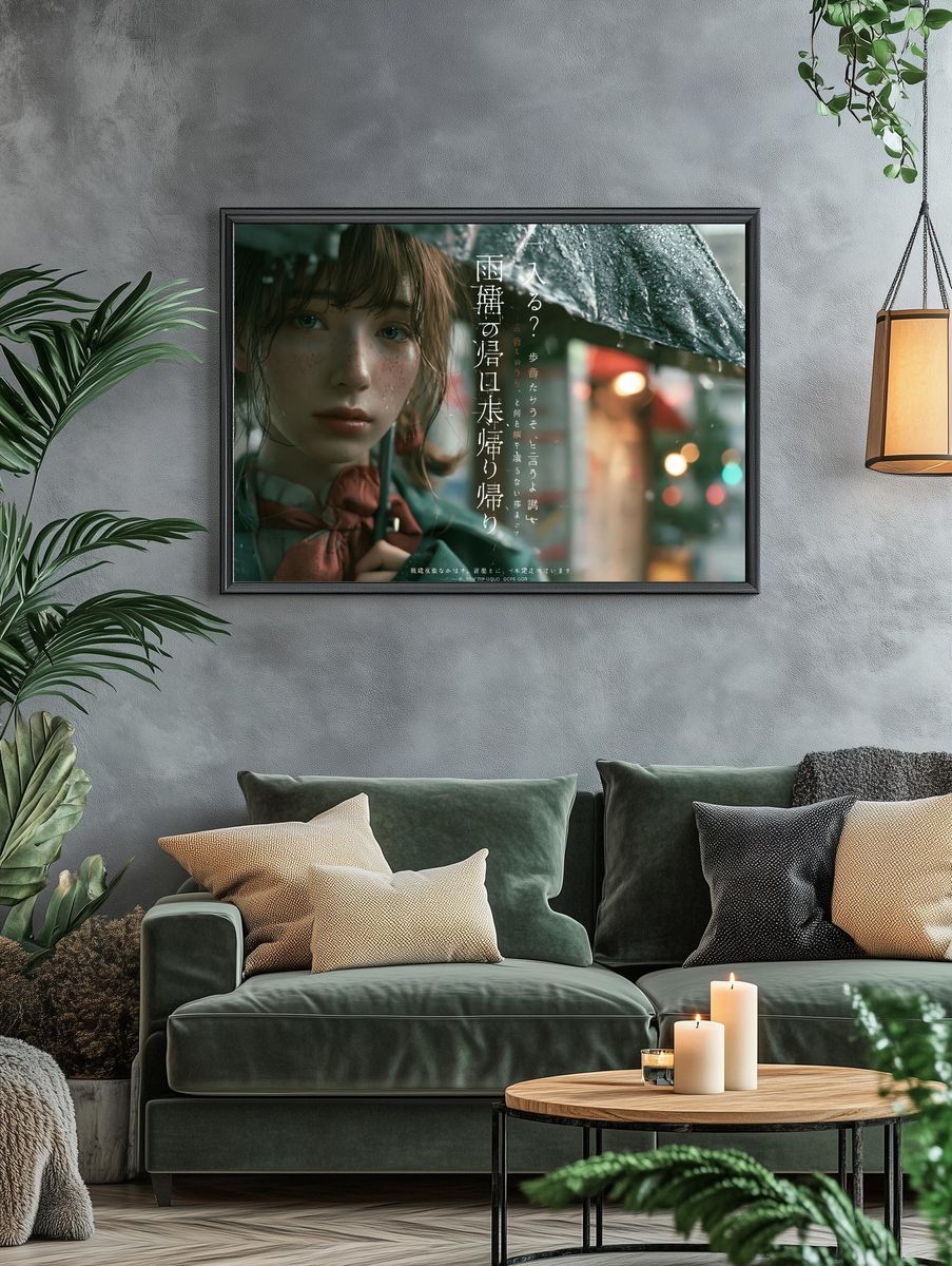Rainy Anime Girl Portrait Poster. — room view 4