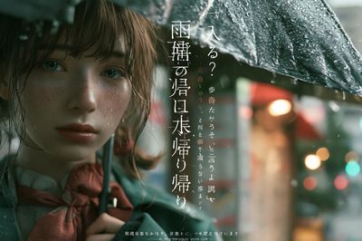 Rainy Anime Girl Portrait Poster.