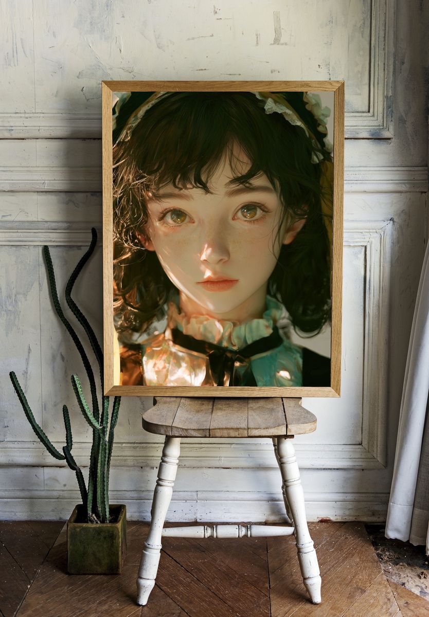 Dreamy Anime Portrait Poster. room preview